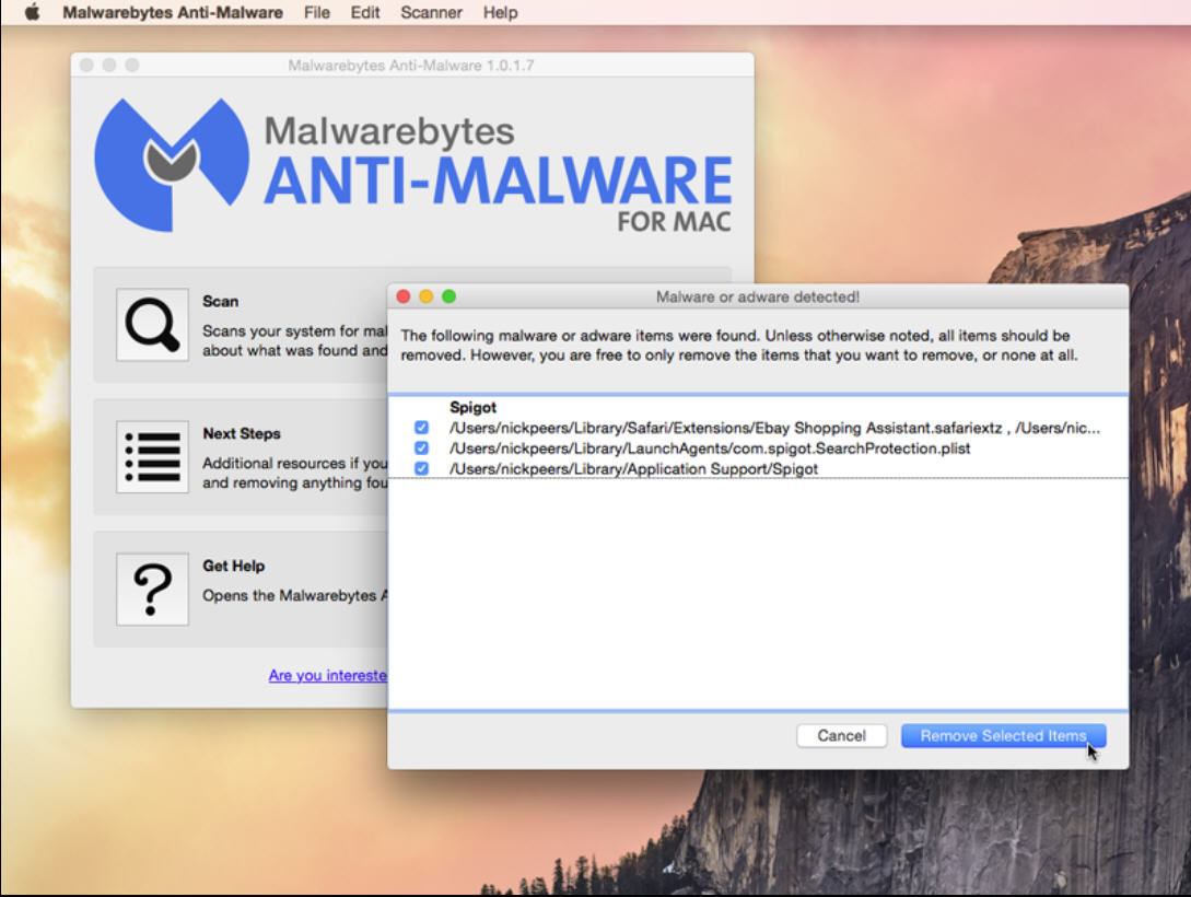 Optimizar y limpieza de amenazas en Mac
